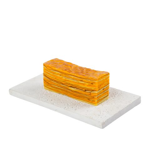 Kek Lapis Cheese, cut to show the layers