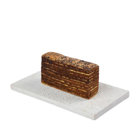 Kek Lapis Chocolate Rice, cut to show the layers